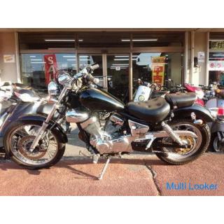 Yamaha XV250 Virago Luftgekühlter V-Twin 250ccm Slash Cut Schalldämpfer Schwarz