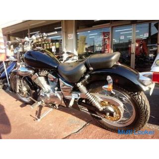 Yamaha XV250 Virago Luftgekühlter V-Twin 250ccm Slash Cut Schalldämpfer Schwarz