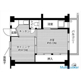 Eine Reihe niedriger Anschaffungskosten. 8 Minuten zu Fuß zum Bahnhof Higashishinmachi ★ 2K Grundris