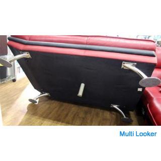 Nitori Couch Sofa Rozo 4 Leder L-förmig 3 Sitze ROT Hoch Tolles Leder