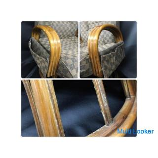 Yamazen Drehstuhl mit Rattan Ottomane SFC-57OT