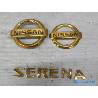 2008 Nissan Serena C25 Echtgold Emblem 8-teiliges Set Nissan Logo groß und klein SERENA