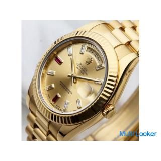 Rolex Day-Date II | REF. 218238 | Diamant & Rubin Baguette Gold Zifferblatt | 18 Karat Gelbgold