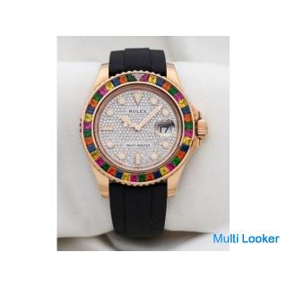 Ungetragene Rolex Yacht-Master 40mm | Regenbogen-Edelstein-Lünette | Diamant ebnen | Roségold | 1166