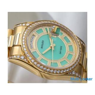 Ungetragenes Rolex Day-Date Karussell | Grünes Jade-Zifferblatt | 118388 | Diamantzifferblatt, Lünet