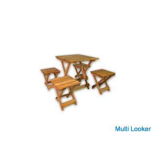 Klappbarer Holztisch Hocker Horden Wood 1 Tisch 4 Hocker
