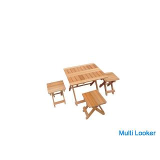 Picknick-/Camping-Set mit klappbarem Tischhocker aus Holz
