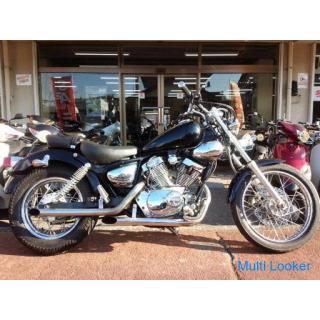 Yamaha XV250 Virago Air-cooled V-Twin 250cc Slash cut muffler Black