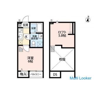 10 minutes on foot from Iwatsuki Station 1K room with large loft & bath with reheating function