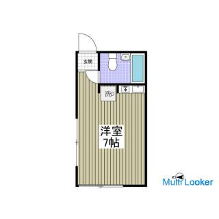 Corner room 1R 10 minutes on foot from Nishi Urawa station with electronic lock key and TV door phon