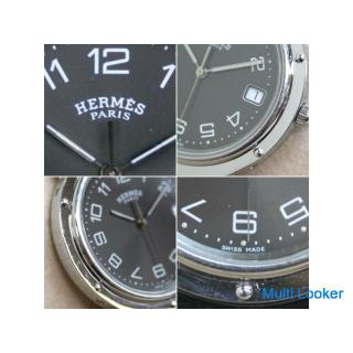 Genuine Hermes Clipper CL6.710 Men's 3 Needle Date Quartz Wrist Watch Gray Dial Genuine Breath Swiss