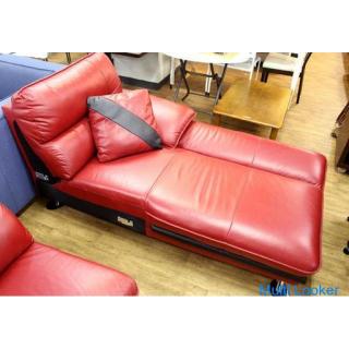 Nitori Couch Sofa Rozo 4 Leather L-shaped 3 seats RED High Great Leather