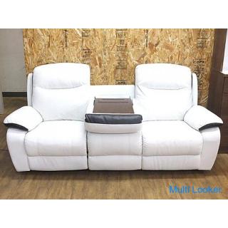LURKEY Riddick Electric reclining sofa for 3 people White/Black with table