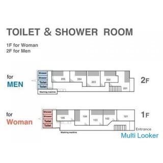 Hotel property, 1 minute walk from Tsuruhashi station! [Floor rooms for men and women] Free initial 