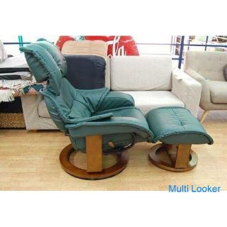 Personal chair Width 81cm with Ottoman Reclining Rotating green system Dark green One-seat sofa Synt