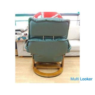 Personal chair Width 81cm with Ottoman Reclining Rotating green system Dark green One-seat sofa Synt