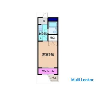 2 minutes walk from Hirokoji bus stop, 21㎡ 1K, fully equipped with furniture and home appliances, 3 