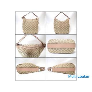 GUCCI GG canvas bamboo handbag