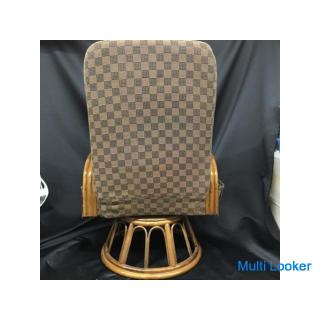 Yamazen swivel chair with rattan ottoman SFC-57OT