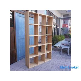 A popular MUJI oak 5-tier, 3-row stacking shelf! !! A versatile shelf that can be customized accordi
