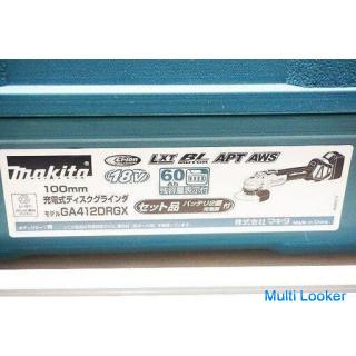Unused item Makita Rechargeable disc grinder Slide switch 18V 6.0Ah GA412DRGX With 2 batteries ♪