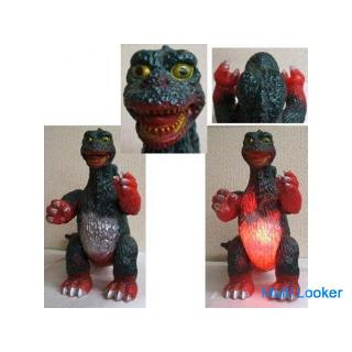 Turn on! ★ At that time Beetland Godzilla lamp 28cm gold eye X-1FL with box Showa retro