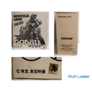 Turn on! ★ At that time Beetland Godzilla lamp 28cm gold eye X-1FL with box Showa retro