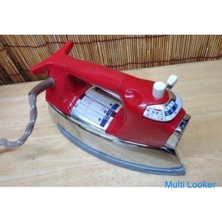 Showa Retro Super Rare Hitachi Steam Iron IS-641GT Red Energized OK With Box