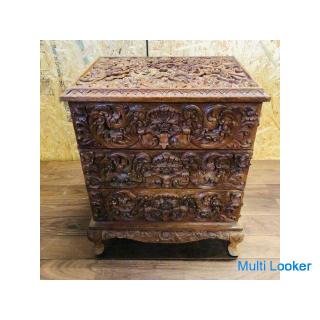 Indonesian Storage Shelf Retro Antique Collection Wood Carving Crafts Antiques