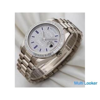 Unworn Rolex Day-Date 18k White Gold | Baguette Bezel | Pave dial & Blue Enamel | REF. 218399BR