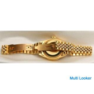 Rare Rolex Lady DateJust 69098 18k Yellow Gold Gold Dispersed Pave Diamond & Ruby Dial