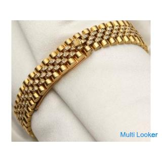 Rare Rolex Lady DateJust 69098 18k Yellow Gold Gold Dispersed Pave Diamond & Ruby Dial