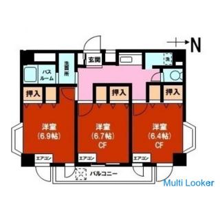 平塚駅から徒歩12分、仲介手数料不要、初期費用格安。7階建ての2階、59㎡(3K)のマンションです。敷礼ゼロ。
