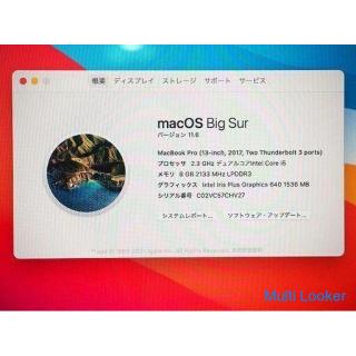 Apple/アップル MPXR2J/A MacBook Pro 13インチ シルバー Intel Core i5 メモリ8GB SSD128GB 2.3GHz 動作品
