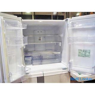 美品☆MITSUBISHI/三菱 MR-JX56LX-W ノンフロン 冷凍冷蔵庫 2014年製 容量555L フレンチドア 自動製氷 北海道発らくらく家財便
