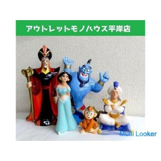 使用感少なめ★ディズニー アラジン 陶器 フィギュア 5体セット 最大21cm アラジン ジャスミン ジーニー アブー 置物 人形