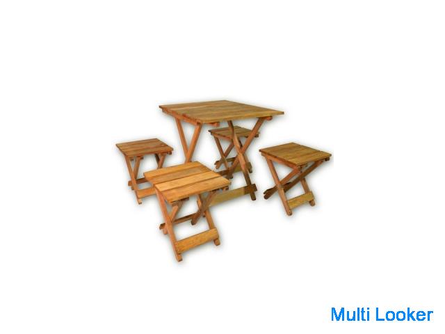 折りたたみ式木製テーブルスツールホーデンウッド1テーブル4スツール