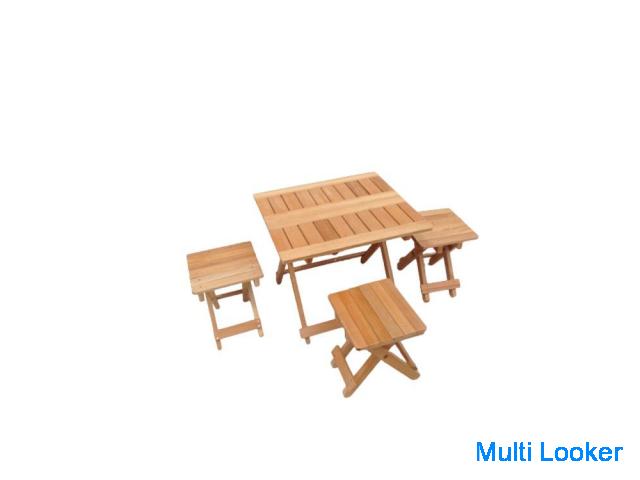 木製折りたたみテーブルスツールピクニック/キャンプセット